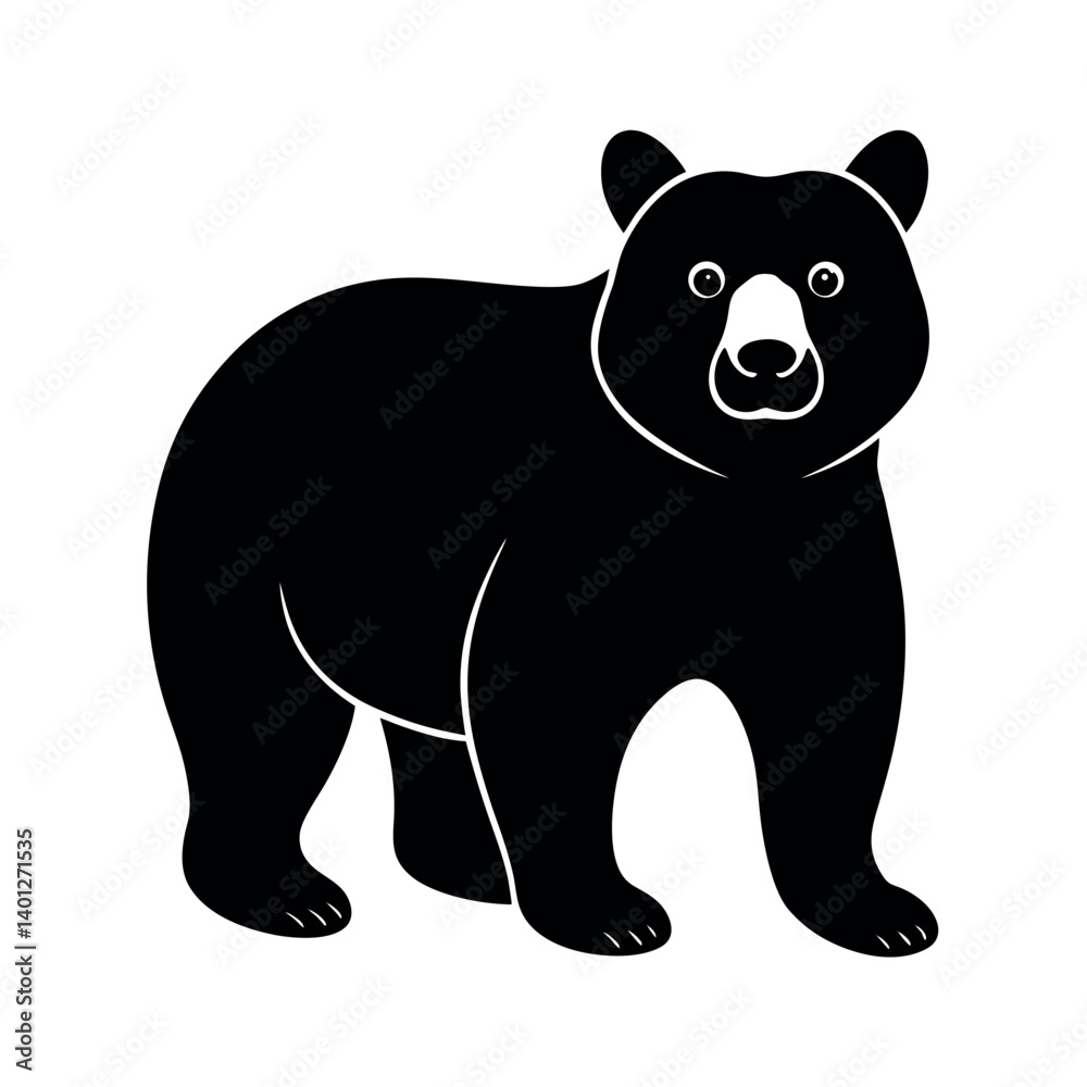 Fototapeta premium bear cute face silhouette adorable animal icon white vector