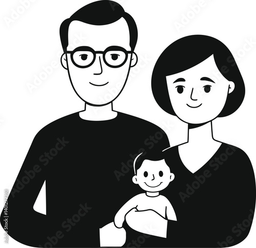  Family Bond Silhouette Minimalist Black Illustration for Love and Connection Themes