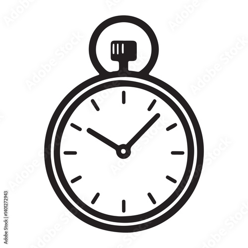 Classic pocket watch silhouette vector for timekeeping and elegance