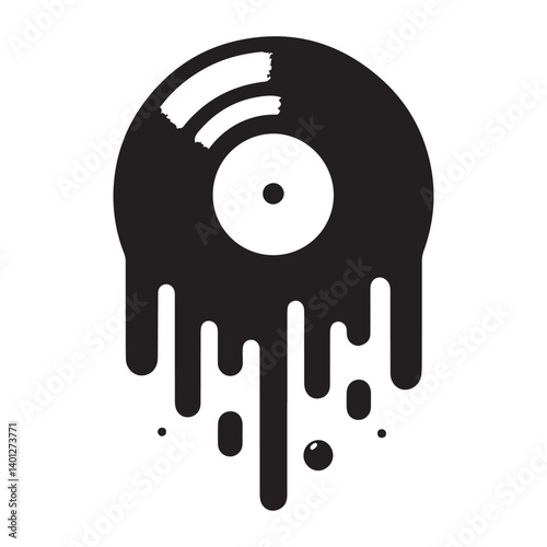 Melting vinyl record illustration silhouette music design vector image