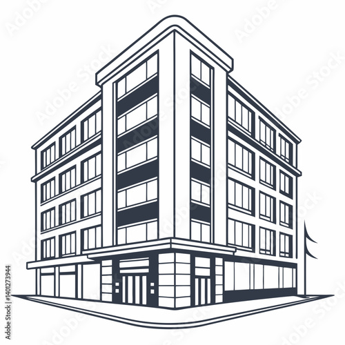 Modern building exterior sketch design  