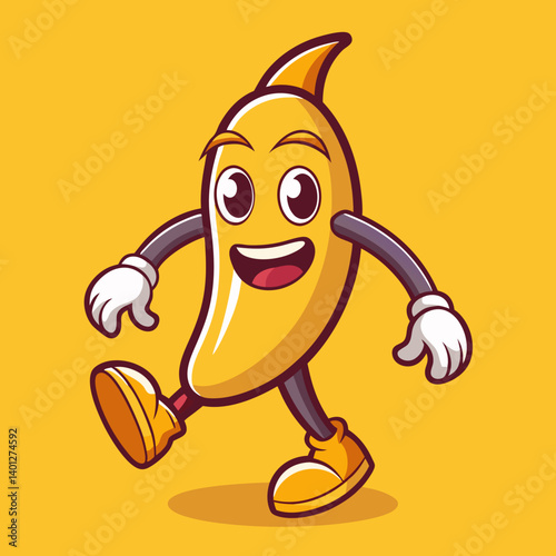 Retro banana mascot cartoon character vector vintage fun cheerful comic 