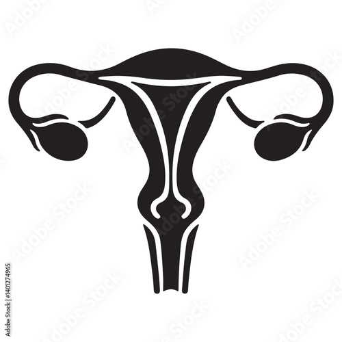 Female Reproductive System Silhouette Uterus and Ovaries Illustration