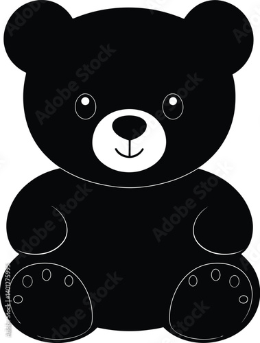 Teddy Bear Silhouette Illustration Minimalist Black Design for Toy and Cute Character Themes