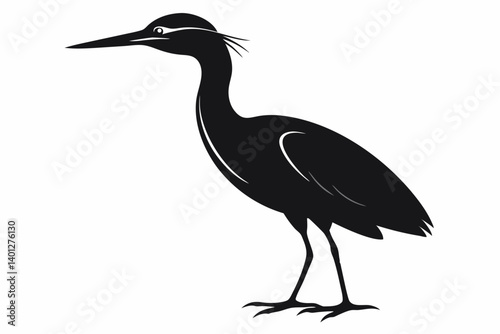 American bittern silhouette black vector