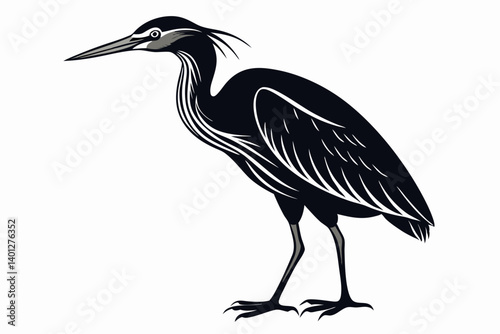 American bittern silhouette black vector