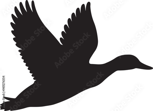 flying duck bird silhouette logo, icon design vector illustration