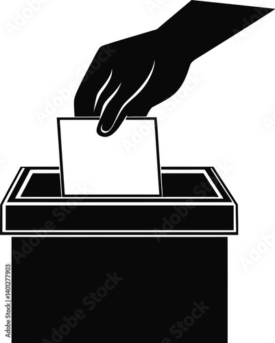 Voting Symbolism Illustration Minimalist Black and White Design for Democracy and Civic Engagement