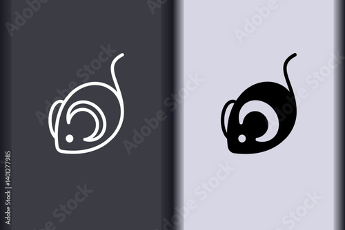 Vector rat, mouse minimal flat icon simple concept design. Curve line and object shape creative logo design isolated on background.