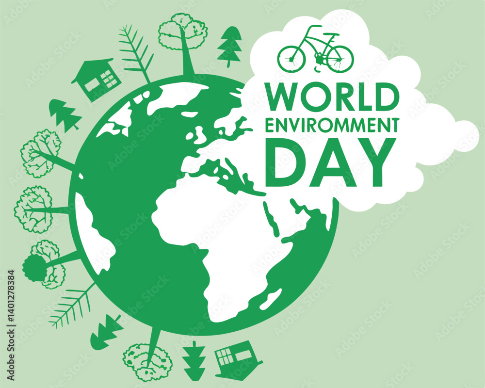 Green Earth with Ecology Icons for World Environment Day Celebration Green Earth with Ecology Icons for World Environment Day Celebration