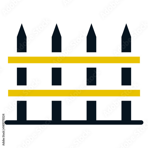Fence, Black and Yellow Design Fence, Fence Line Icon