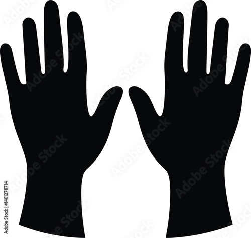 Silhouetted Glove Hands Illustration Minimalist Black Design for Safety and Protection Themes