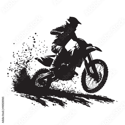 Dirt bike silhouette motocross sports extreme riding illustration vector