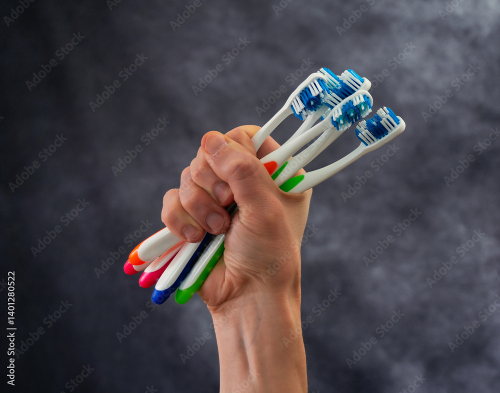 Zahnbürste in einer Hand