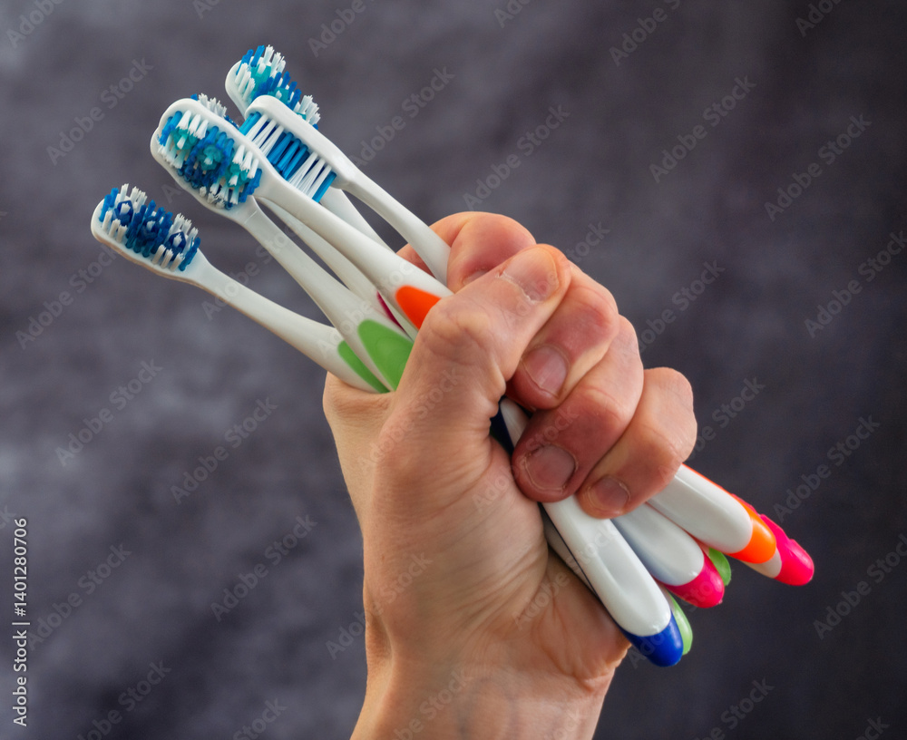 Zahnbürste in einer Hand
