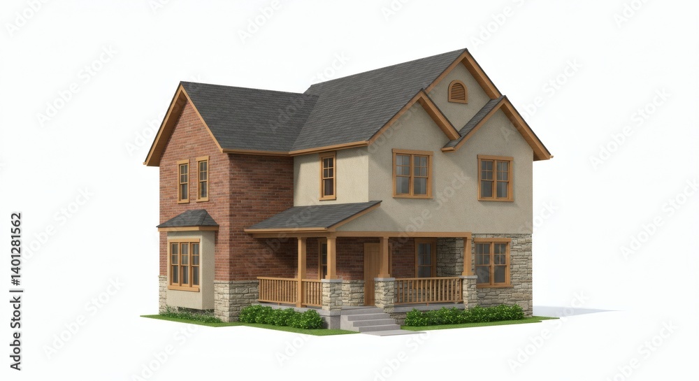 3D model of house isolated on white background - house inspiration 3D model of house isolated on white background - house inspiration