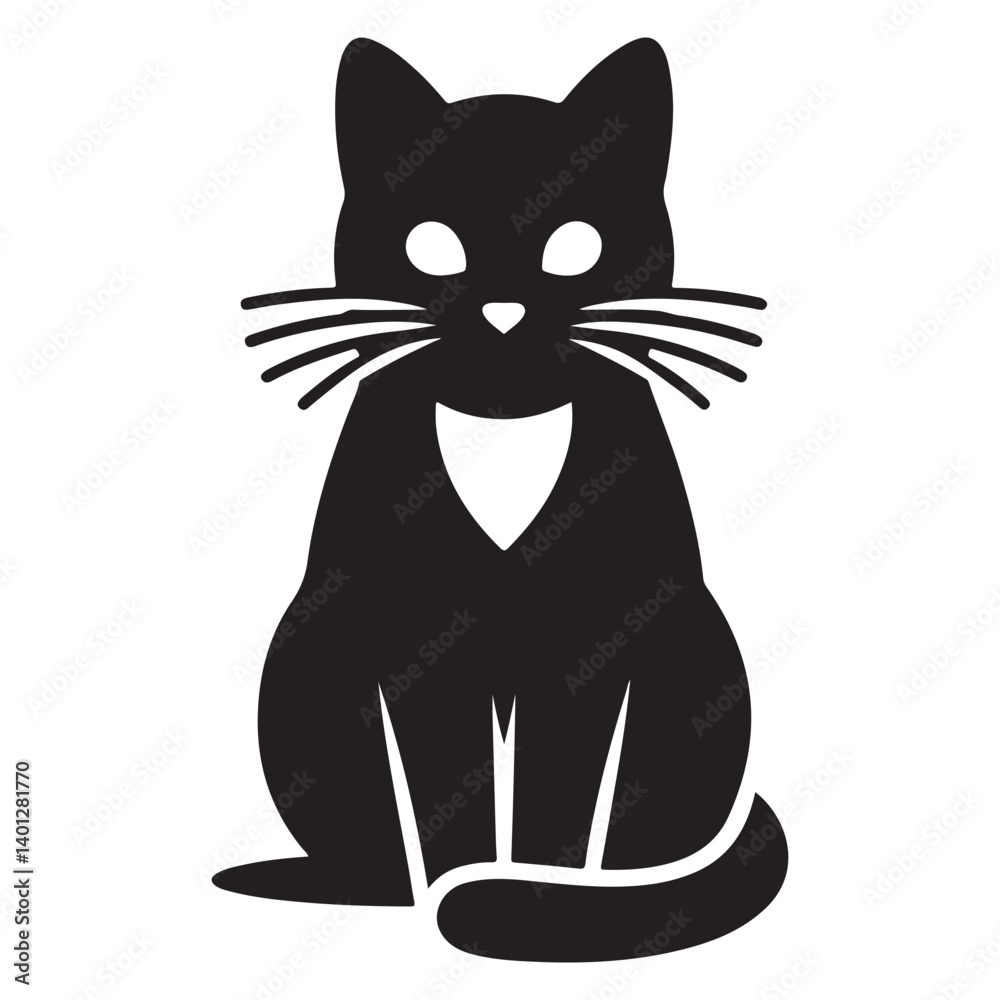 Obraz premium Elegant Cat Silhouette Sitting Feline Friend Pet Vector Image