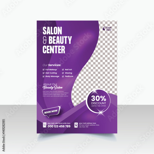 Beauty Care Spa Hair Salon editable Flyer or poster template, A4 Size Beauty salon spa leaflet, Brochure cover Template Design