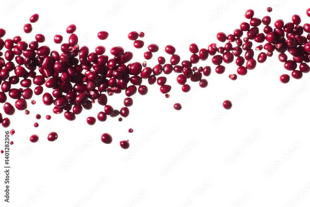 Flying Red Beans on transparent background