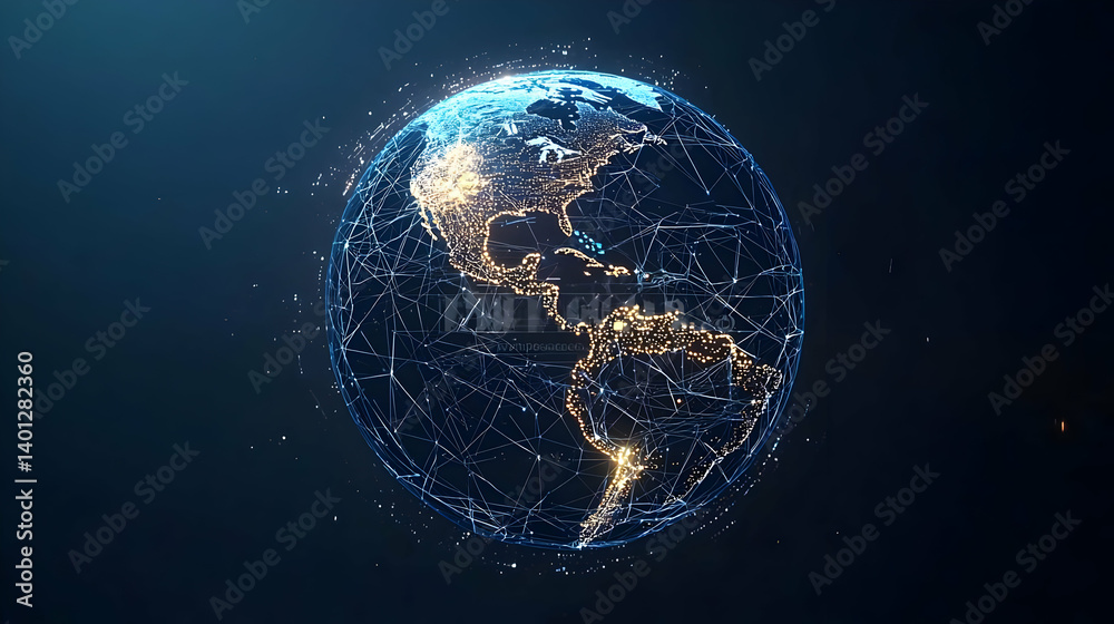 Obraz premium Digital Representation Of Earth At Night