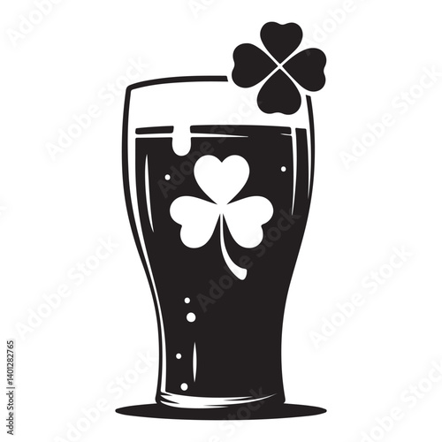 St Patricks Day Irish Beer Glass Silhouette Illustration