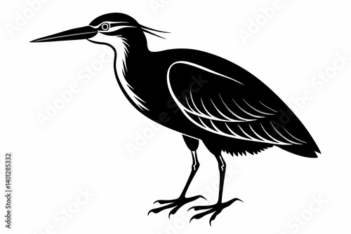 american bittern sihouette black vector