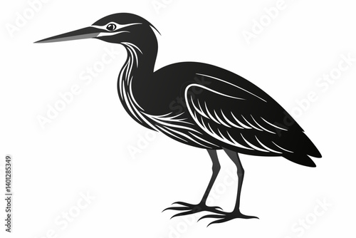 american bittern sihouette black vector