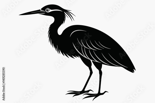 american bittern sihouette black vector