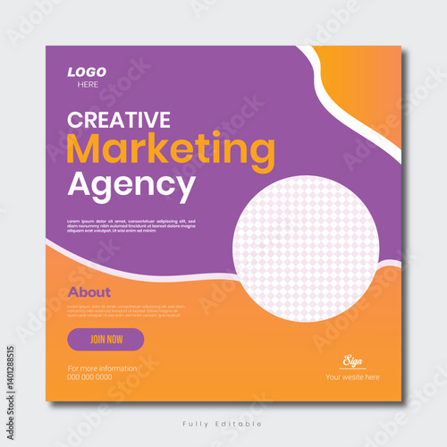 Set of Editable square business web banner design template. Suitable for social media post, instagram story and web ads.