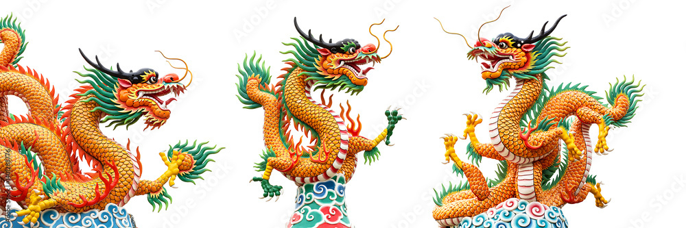 Traditional Chinese Dragon Statues with Vibrant Colors On Transparent Background
Traditional Chinese Dragon Statues with Vibrant Colors On Transparent Background