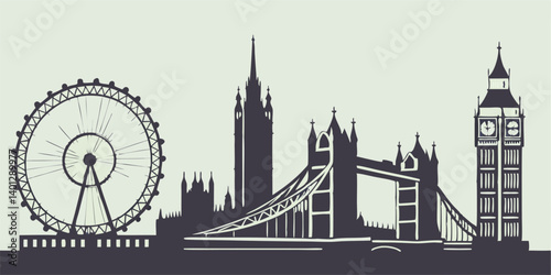 London skyline silhouette vector art.