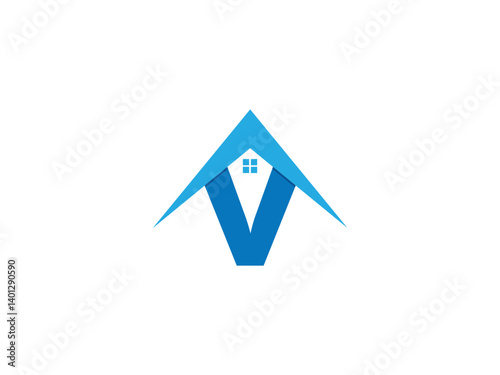  Letter V House Icon Logo Design Element