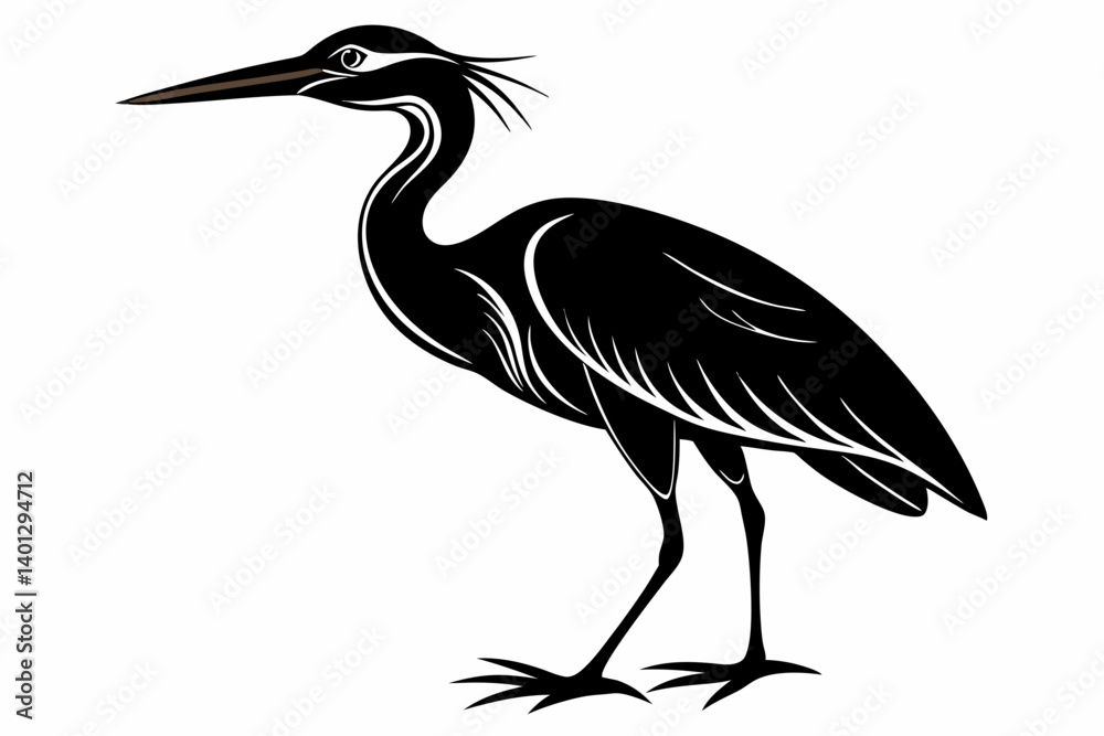 Fototapeta premium american bittern sihouette black vector