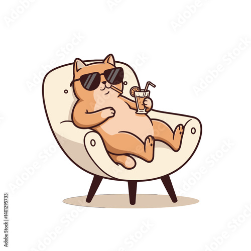 Relaxed Cat Enjoying a Drink in Summer