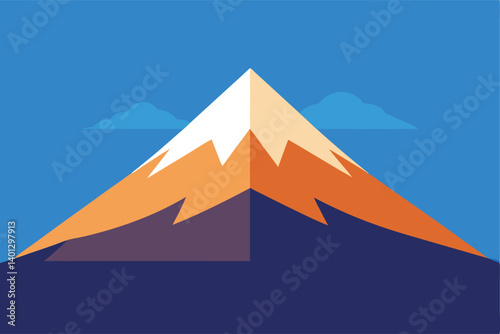 zen like flat design mountain view vector illustration