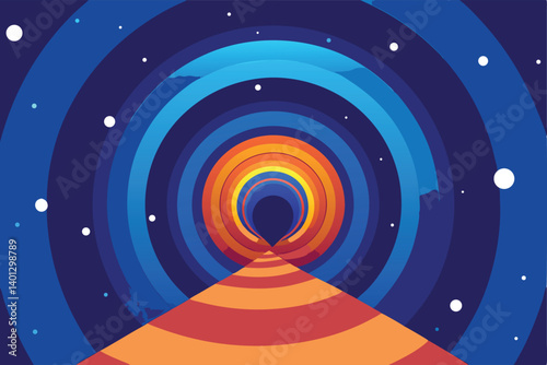 time warp tunnel in outer space vector illustration