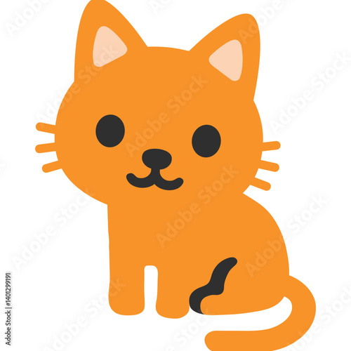 Orange Cat Illustration, Isolated on White Background
