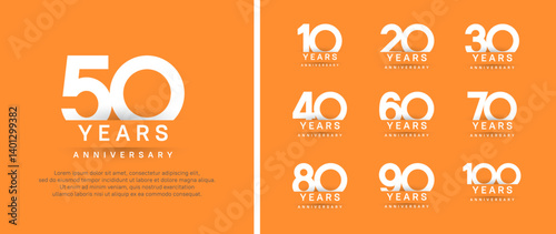 set of anniversary logo style. vector design white color for celebration