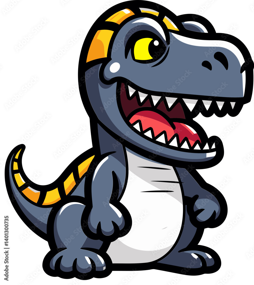 Fototapeta premium Dinosaur Roaming Under Big Sky Dinosaur Roaring with Thunderstorm