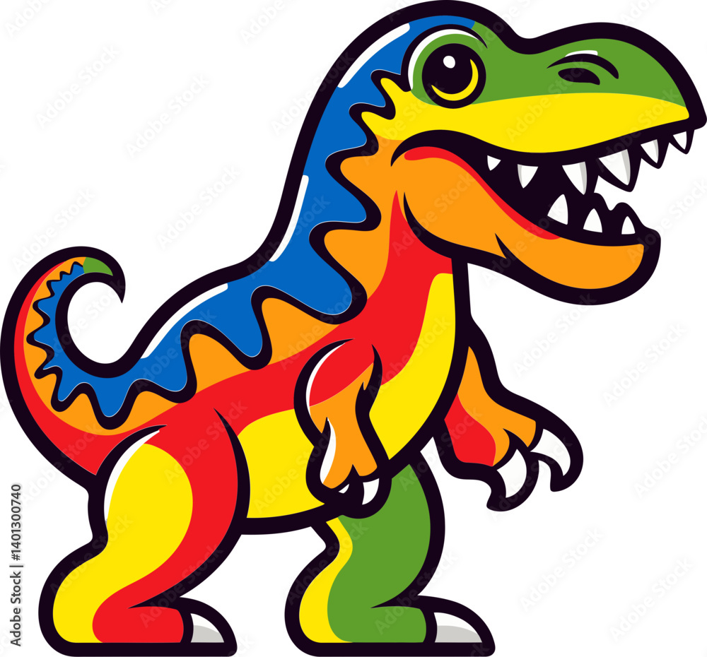Fototapeta premium Dinosaur with Volcano and Lava Dinosaur with Big Roaring Mouth
