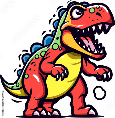 Dinosaur Roaring Through Volcano Smoke Dinosaur with Lava Eruption Background