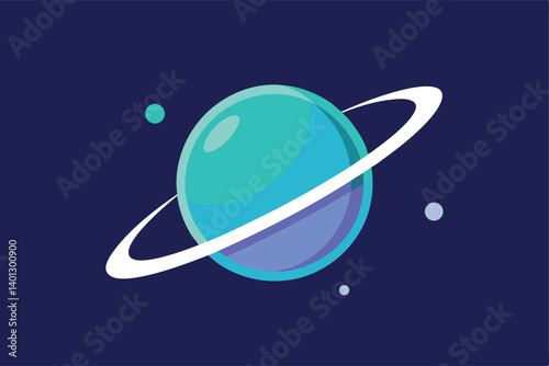 planet ring system with shooting stars vector illustration