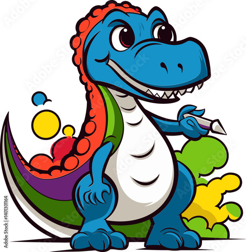 Dinosaur Roaring in the Deep Forest Dinosaur Walking Through Tall Grass