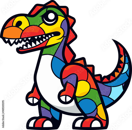 Dinosaur with Thunderstorm Background Dinosaur with Tropical Jungle and Clouds