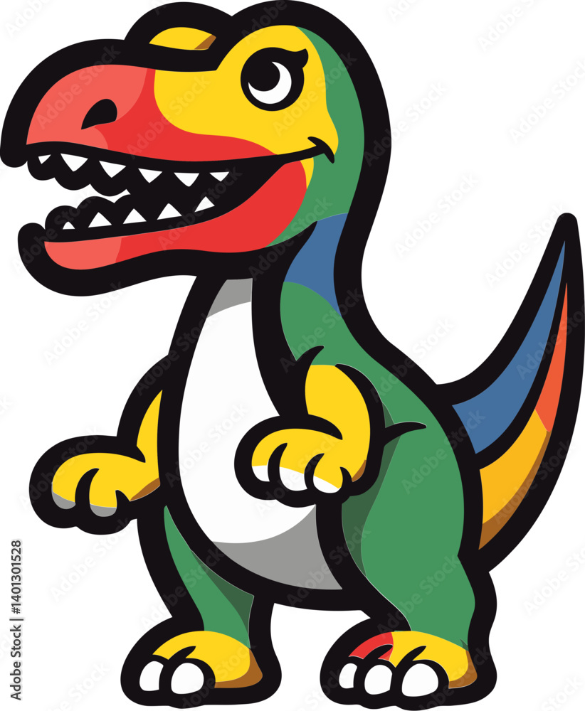 Fototapeta premium Dinosaur Roaring Under the Moonlight Dinosaur with Rocky Terrain and Sun