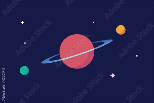 minimal planetary alignment with stars vector illustration
