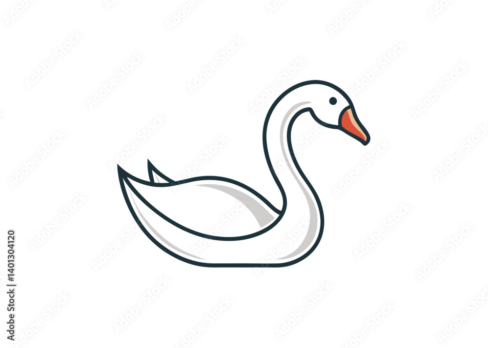 Fototapeta premium continuous line goose or swan logo design Creative vector cartoon illustration 