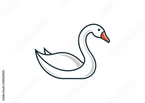 continuous line goose or swan logo design Creative vector cartoon illustration	