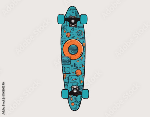 Icône de skateboard. Symbole de planche à roulettes. Concept de sport extrême. Illustration vectorielle