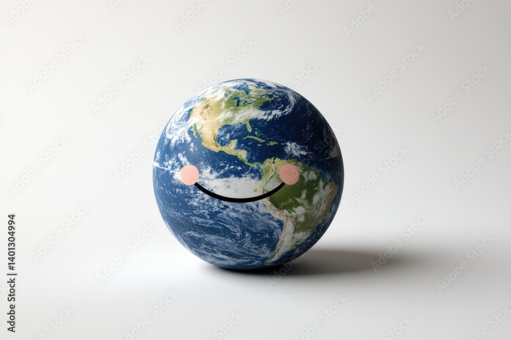 Smiling Earth egg depicts a happy and healthy planet, emphasizing environmental care and sustainability. Smiling Earth egg depicts a happy and healthy planet, emphasizing environmental care and sustainability.